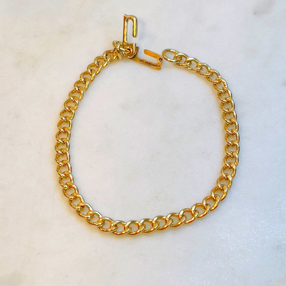 Vintage Signed 12k GF Link Chain Bracelet - 7”